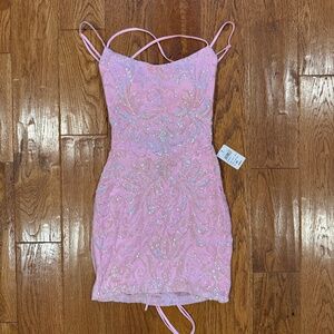 Windsor Pink Holographic Sequin Mesh Dress – Pink- Size XS – NWT